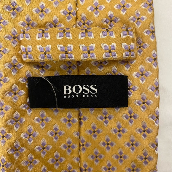 Hugo Boss Yellow and Blue Patterned Tie - Picture 4 of 6